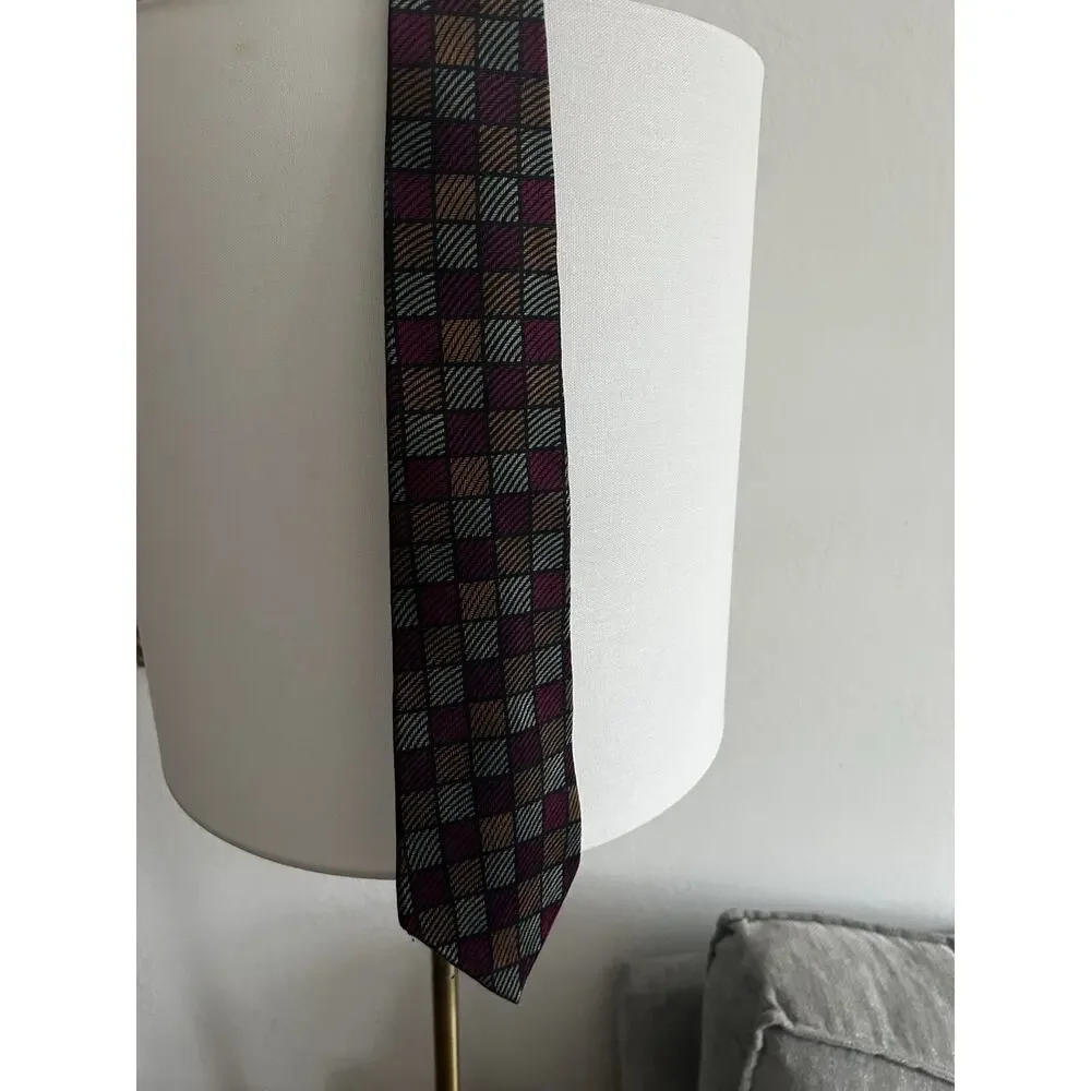 Albert Nipon Plaid Silk Checked Tie